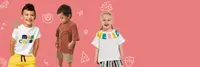 Banner background showing a few kids in attractive looking clothing