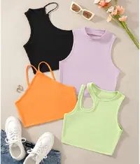 A collection of various styles of women's tank tops
