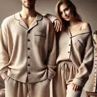 A couple wearing comfortable looking nightwear pyjama sets