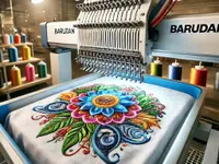 A beautiful embroidery being done on a t shirt