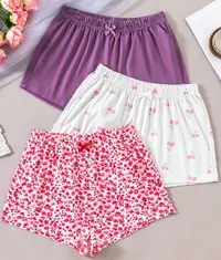 A set of 3 women's pajama shorts in different styles