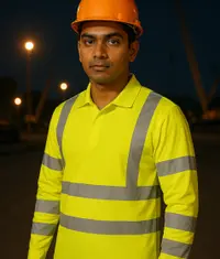 Worker wearing a high-visibility jacket
